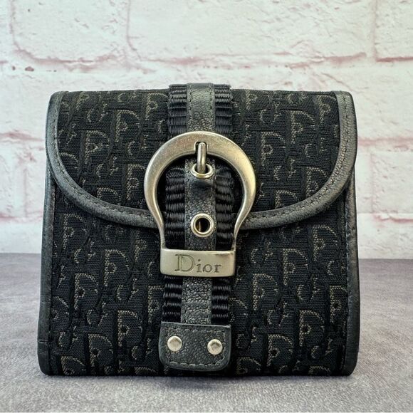 Christian Dior Black Canvas Monogram Trotteur Wallet - Picture 1 of 11